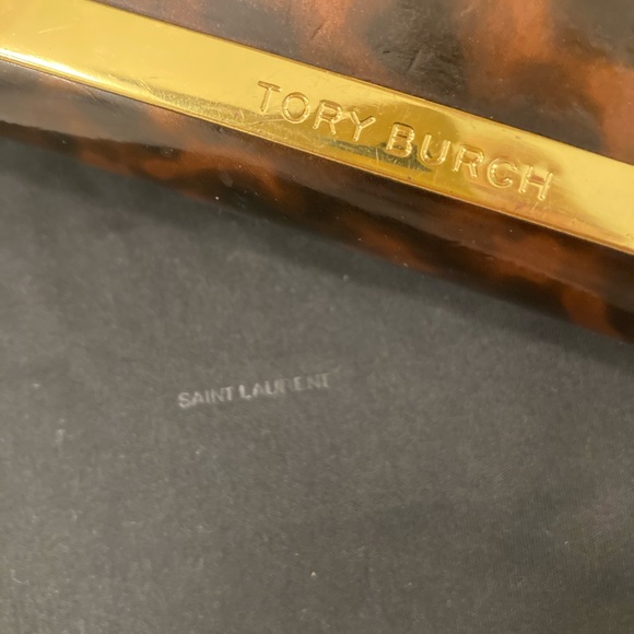 2pc Tory Burch Blue 💙 Leather Purse,Tory Burch Glasses Case,St Laurent Cloth - Picture 11 of 12